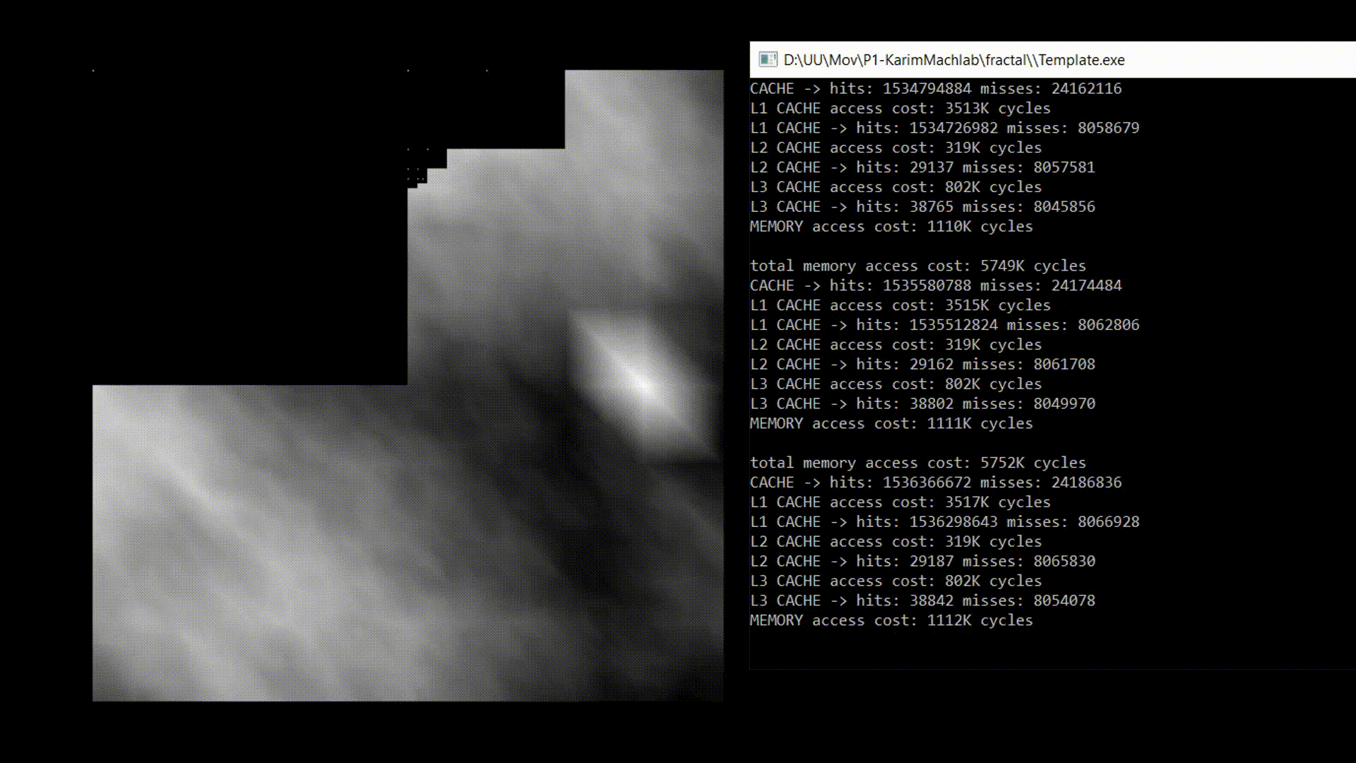 Real-Time L1-L2-L3 Cache Behavior